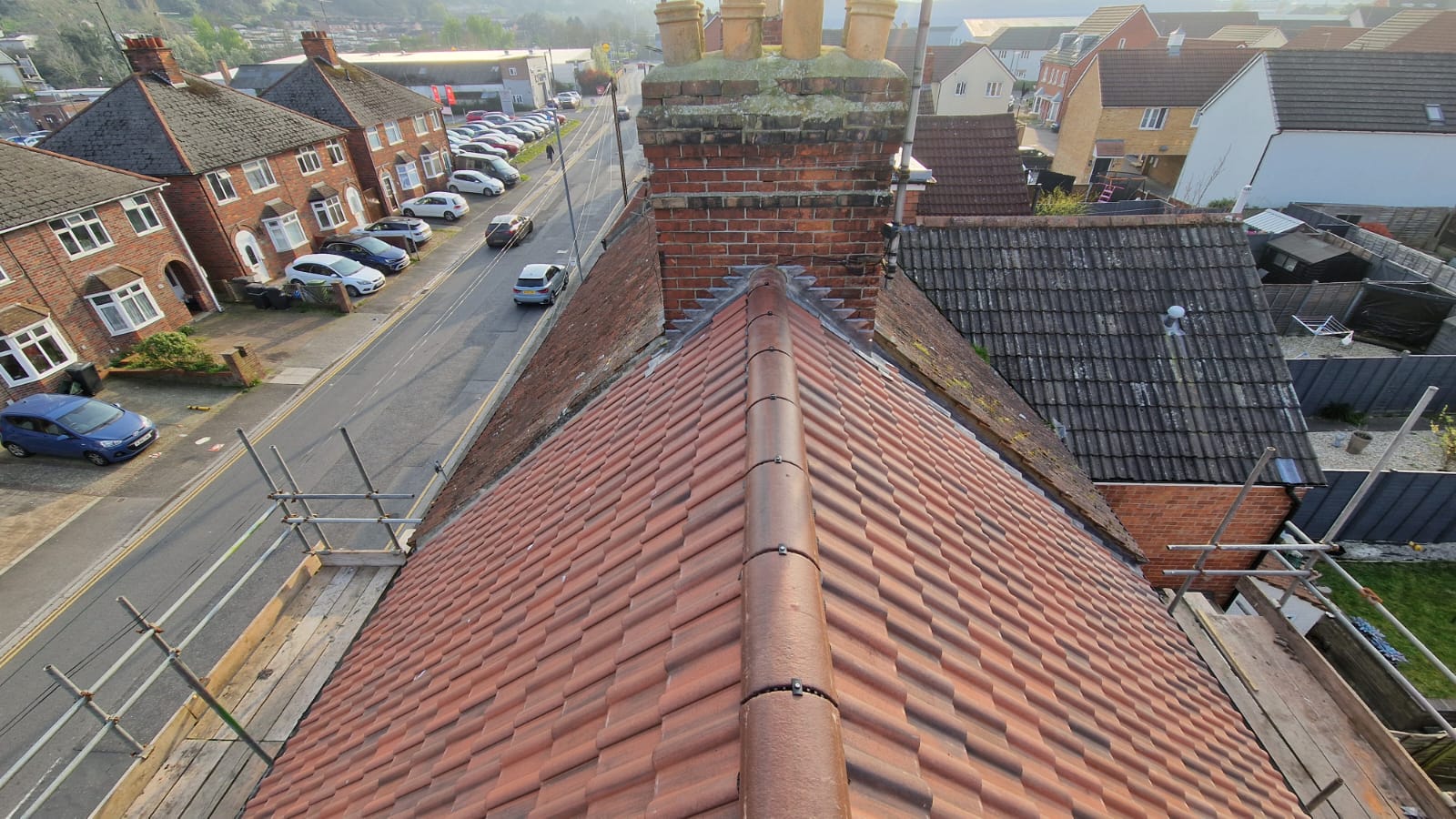 Dry valley system installed and battens aligned correctly